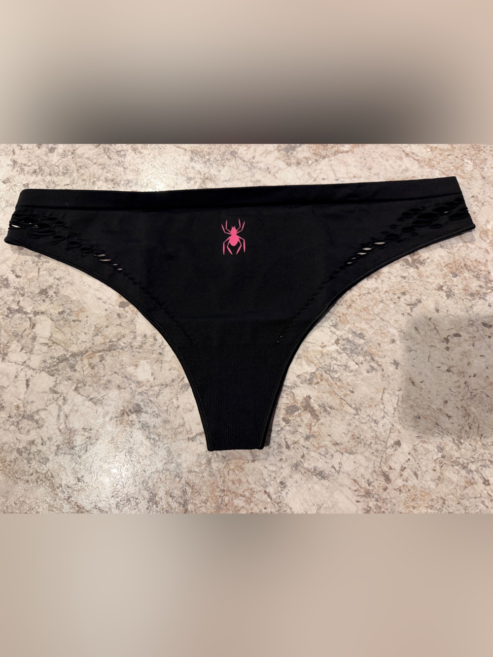 VS PINK Spider Halloween Panty Thong NWT Large